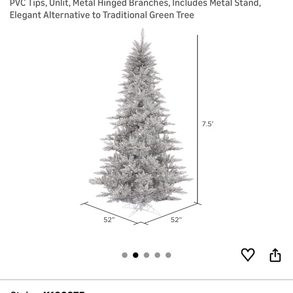 Silver Holiday Christmas Tree 7.5 ( no lights) new with box